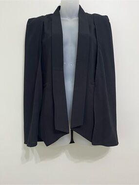 Sophie Rue Black Open-Front Draped Blazer